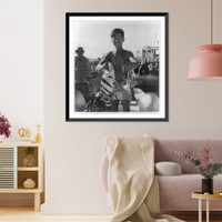 View of a small fishing village and boat on the Tonl&eacute; Sap in the basin of the lower Mekong River, Cambodia Classic, Vintage Wall Art
