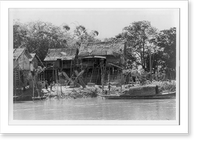 Fisherman holding up fish and large crayfish(?) just taken from the trap on the Tonl&eacute; Sap in the basin of the lower Mekong River, Cambodia, Antique Print
