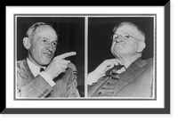 Head-and-shoulders of Senator Millard E. Tydings and Secretary of Interior Harold L. Ickes, with Tydings pointing finger at Ickes, Antique Poster