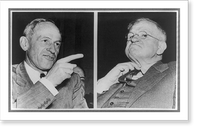 Head-and-shoulders of Senator Millard E. Tydings and Secretary of Interior Harold L. Ickes, with Tydings pointing finger at Ickes, Antique Poster