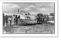Early model airplane and soldiers, Camp Logan, Houston, Texas, Antique Print