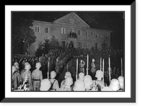 Historic Framed Print, [Military guard and group of people outside Neudeck, the Hindenburg country home, at night, following the death of Paul von Hindenburg,  17-7/8" x 21-7/8"
