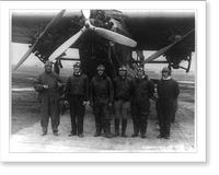 Six Army Air pilots posed in front of tri-motored Fokker monoplane at Bolling Field, Washington, D.C, Vintage Wall Art