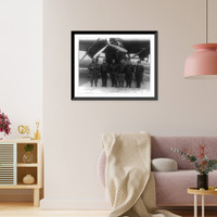 Six Army Air pilots posed in front of tri-motored Fokker monoplane at Bolling Field, Washington, D.C, Vintage Wall Art