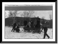 Historic Framed Print, Boise (vicinity) (?), Idaho, a group of people in a bob-sleigh,  17-7/8" x 21-7/8"
