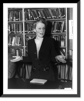 Lady Nancy Astor, half-length portrait, standing in front of bookcase, facing right, Vintage Print