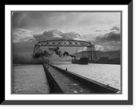 Historic Framed Print, [Freighter under transporter bridge, Duluth, Minnesota],  17-7/8" x 21-7/8"