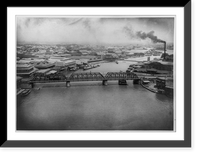 Historic Framed Print, [Bird's-eye view of waterfront, bridges, and industrial buildings, Manila, Philippine Islands],  17-7/8" x 21-7/8"