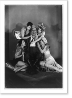 Historic Framed Print, [Members of cast of Mack Sennett comedy films. fat man surrounded by four young women],  17-7/8" x 21-7/8"