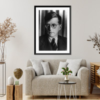 Dmitry Dmitriyevich Shostakovich, composer of 1941 7th Symphony about German siege of Leningrad, head-and-shoulders portrait, facing slightly left, Antique Print