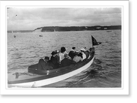 Group of well-dressed men and women in motorboat, Oyster Bay, Long Island, N.Y, Antique Wall Art