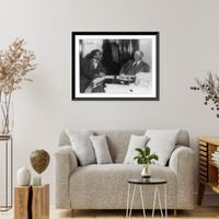 Historic Framed Print, [Asa Philip Randolph seated in conversation with Edwin C. Morrow],  17-7/8" x 21-7/8"