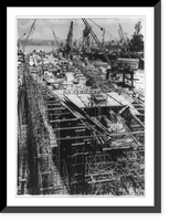 Historic Framed Print, Carrier Saratoga under construction,  17-7/8" x 21-7/8"