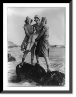 Historic Framed Print, [Myrtle Reeves, Lillian Langston, and Edith Roberts posed on rock in water for Mack Sennett Productions].Evans, L.A.,  17-7/8" x 21-7/8"