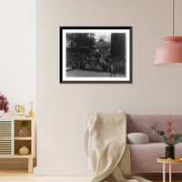 Historic Framed Print, [Review stand and crowd watching parade in Albany, N.Y.],  17-7/8" x 21-7/8"