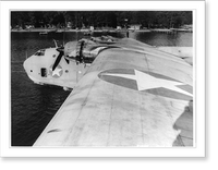 Wingspan of Martin MARS airplane on water Classic, Antique Print