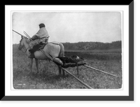 Historic Framed Print, [Atsina Indian on horse pulling travois],  17-7/8" x 21-7/8"