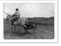 Historic Framed Print, [Atsina Indian on horse pulling travois],  17-7/8" x 21-7/8"