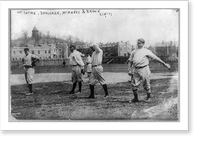 Harry McIntire, Dahlgren, Joab Logan Joe" McManus, and Mordecai "Three Fingers" Brown of Cincinnati baseball team on field", Antique Print