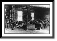 The Interior of a little red schoolhouse with teacher and students, Crossville, Tennessee, Antique Print
