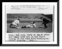 Baseball player Pipp of New York sliding into third base in game with Washington Classic, Antique Wall Art