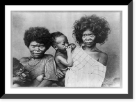 Head-and-shoulders portrait of two Negrito women, each holding a baby, Philippine Islands, Historic Print