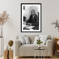 Historic Framed Print, [Robert N.C. Nix, congressman from Pennsylvania, half-length portrait, seated at desk, facing left].Harris & Ewing.,  17-7/8" x 21-7/8"