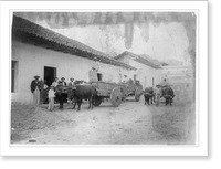 Historic Framed Print, Carretta [sic], native ox cart, coffee warehouse, Nicaragua,  17-7/8" x 21-7/8"