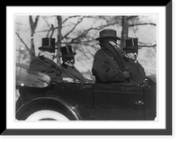 Woodrow Wilson, Warren G. Harding, Joseph G. Cannon, and Philander C. Knox riding in convertible automobile in Harding's inauguration, Vintage Wall Art