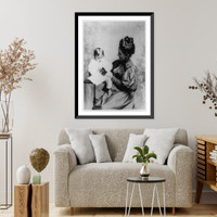 Historic Framed Print, [Nellie O'Connor, three-quarter length portrait, seated, facing left, holding baby],  17-7/8" x 21-7/8"