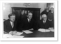 C.C. Dill, Dem. of Wash; Owen Young, Chairman of the R.C.A. and General Electric Co.; and Sen. James Couzens, Rep. of Mich., at hearing of the Senate Interstate Commerce Committee on radio law An