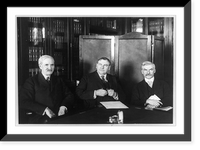 Historic Framed Print, [Attorney General Stone with Senator A.B. Cummins, left, and Senator Thomas J. Walsh of Montana, right, members of the Senate Judiciary Committee, seated at table],  17-7/8" x 21-7/8"