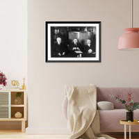 Historic Framed Print, [Attorney General Stone with Senator A.B. Cummins, left, and Senator Thomas J. Walsh of Montana, right, members of the Senate Judiciary Committee, seated at table],  17-7/8" x 21-7/8"
