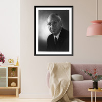 Historic Framed Print, [Jacob Javits, head-and-shoulders portrait, Republican senator from New York, facing left].executive portrait by George Jervas Photo Studio, New York, N.Y.,  17-7/8" x 21-7/8"