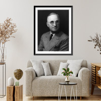 Historic Framed Print, [Harry S. Truman, head-and-shoulders portrait, facing right],  17-7/8" x 21-7/8"