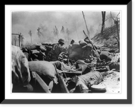 Target. a pill-box. a Marine gets set to throw a hand-grenade at a Jap pill-box on Tarawa as the smoke of battle rolls back over the hastily thrown-up sand bag entrenchment, Vintage Wall Art