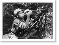 A Chinese machine gun crew in their gun-pit in the Burmese jungle, Antique Poster