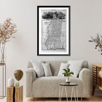 Historic Framed Print, Map of Mississippi,  17-7/8" x 21-7/8"