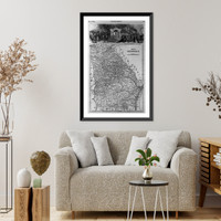 Historic Framed Print, Map of Georgia,  17-7/8" x 21-7/8"