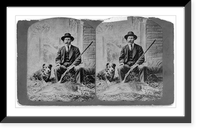 Alexander Crowell with his gun, his dog, and a large puma that he killed at Barnard, Vermont, Historic Reproduction