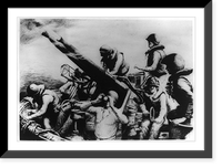 Battery of U.S. Coast Guard soldiers on boat with anti-aircraft gun during invasion of Tarawa in the Gilbert Islands Classic, Historic Reproduction