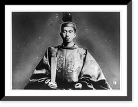 Hirohito, Emperor of Japan, half-length portrait, facing front, wearing imperial regalia and Shinto priest headdress, Antique Poster
