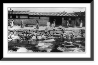 Historic Framed Print, [Women washing laundry in stream, Korea],  17-7/8" x 21-7/8"