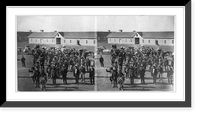 Historic Framed Print, [Group of Apache posed in front of military installation],  17-7/8" x 21-7/8"