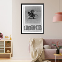 Calendar for July, August, and September 1898, showing Cheyenne war chief on horseback.Frederic Remington, Vintage Print