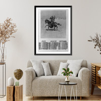 Calendar for July, August, and September 1898, showing Cheyenne war chief on horseback.Frederic Remington, Vintage Print