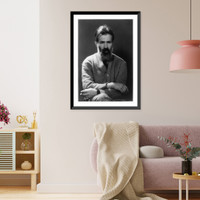 Historic Framed Print, [Constantin Brancusi, half-length portrait, seated, facing front, with cigarette],  17-7/8" x 21-7/8"