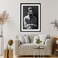 Historic Framed Print, [Constantin Brancusi, half-length portrait, seated, facing front, with cigarette],  17-7/8" x 21-7/8"