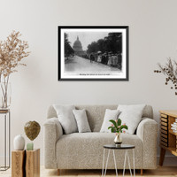 Historic Framed Print, Waiting for hours in line to view the remains of the late President,  17-7/8" x 21-7/8"