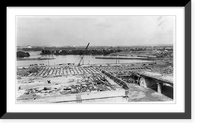 View of construction of the Pentagon in Arlington, Va., with Potomac River and Washington, D.C. in background, Historic Reproduction